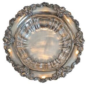 Vintage Wallace Silverplate Baroque Serving Bowl Ornate Rococo Inspired Rim